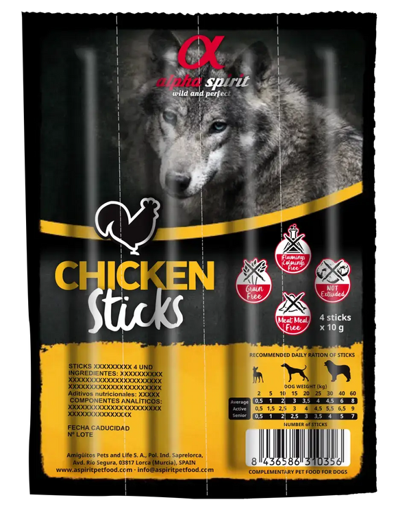 Alpha Spirit® Chicken Sticks Dog Treats 4 Pack